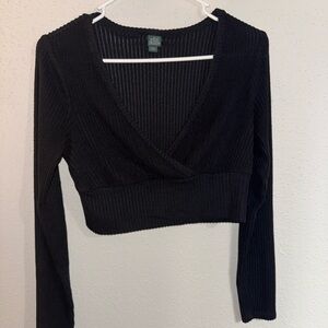 Wild Fable Black Long Sleeve Ribbed Crop Top